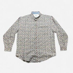 Bugle Boy Company‎ Mens Vintage 90s Geometric Leaf Print Button Down Shirt XL